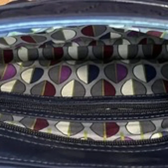 Vera Bradley Trapeze Quilted Crossbody with Patent Leather Trim Navy Blue - Picture 6 of 7